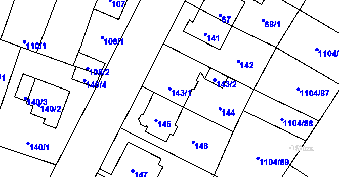 Parcela st. 143/1 v KÚ Novosedlice, Katastrální mapa