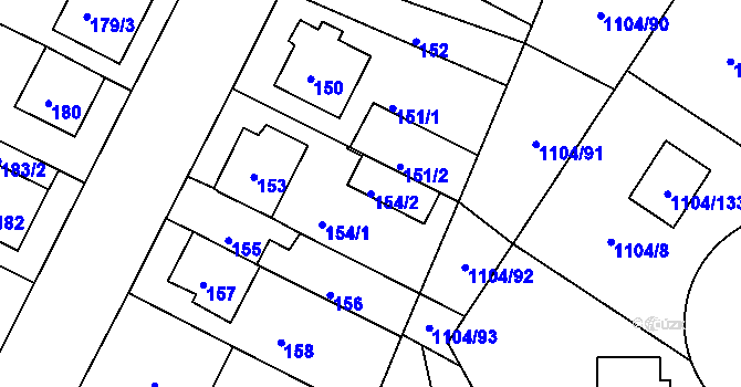 Parcela st. 154/2 v KÚ Novosedlice, Katastrální mapa