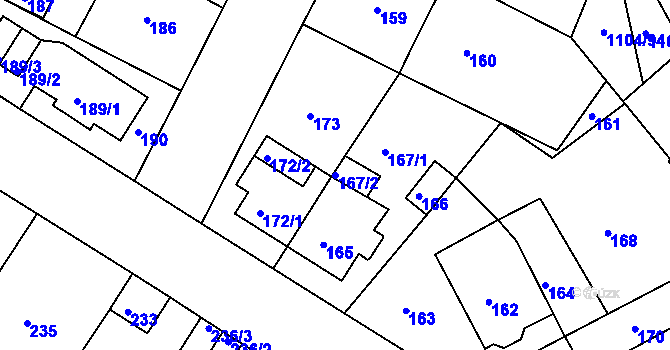 Parcela st. 167/2 v KÚ Novosedlice, Katastrální mapa