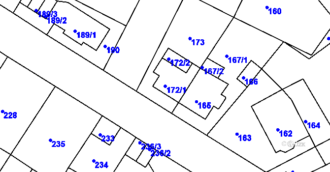 Parcela st. 172/1 v KÚ Novosedlice, Katastrální mapa