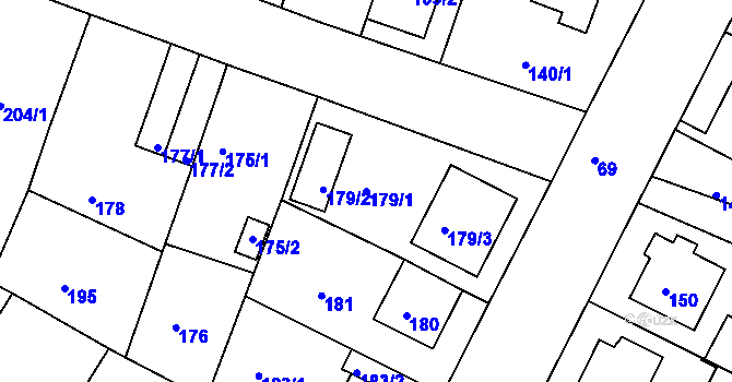 Parcela st. 179/1 v KÚ Novosedlice, Katastrální mapa