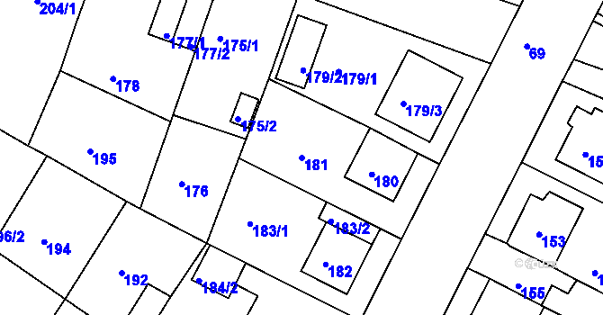 Parcela st. 181 v KÚ Novosedlice, Katastrální mapa