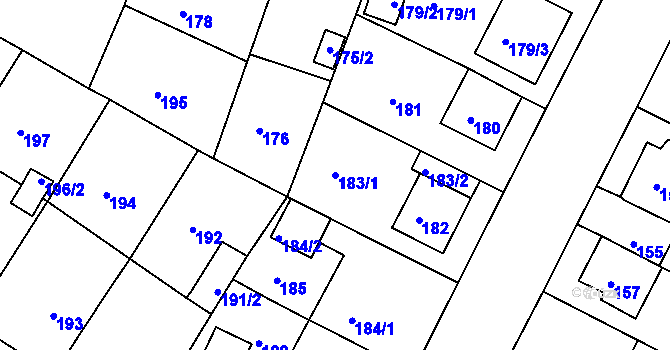 Parcela st. 183/1 v KÚ Novosedlice, Katastrální mapa