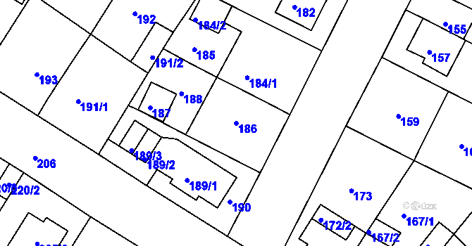 Parcela st. 186 v KÚ Novosedlice, Katastrální mapa