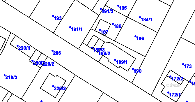 Parcela st. 189/2 v KÚ Novosedlice, Katastrální mapa