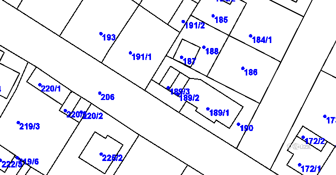 Parcela st. 189/3 v KÚ Novosedlice, Katastrální mapa