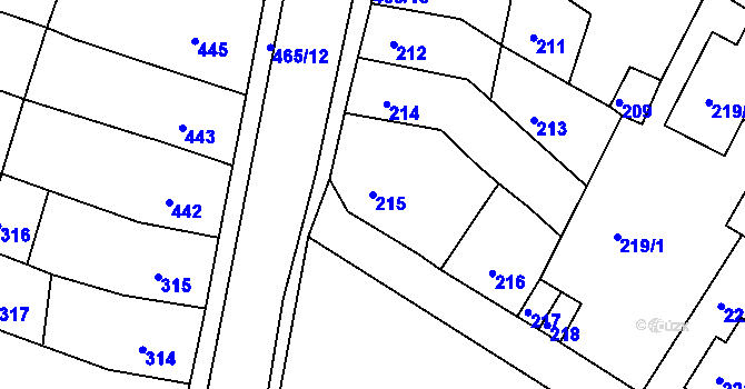 Parcela st. 215 v KÚ Novosedlice, Katastrální mapa