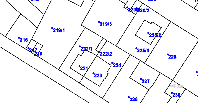 Parcela st. 222/2 v KÚ Novosedlice, Katastrální mapa
