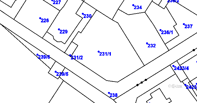 Parcela st. 231/1 v KÚ Novosedlice, Katastrální mapa