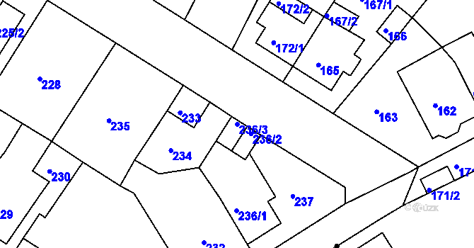 Parcela st. 236/3 v KÚ Novosedlice, Katastrální mapa