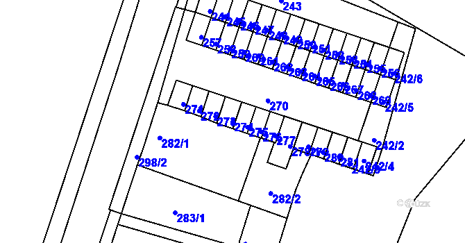 Parcela st. 274 v KÚ Novosedlice, Katastrální mapa