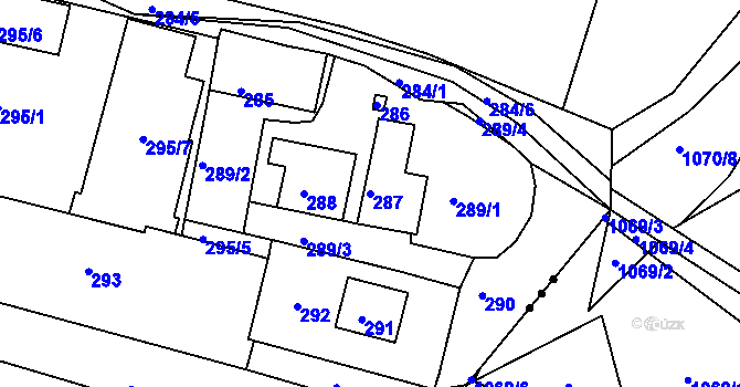 Parcela st. 287 v KÚ Novosedlice, Katastrální mapa
