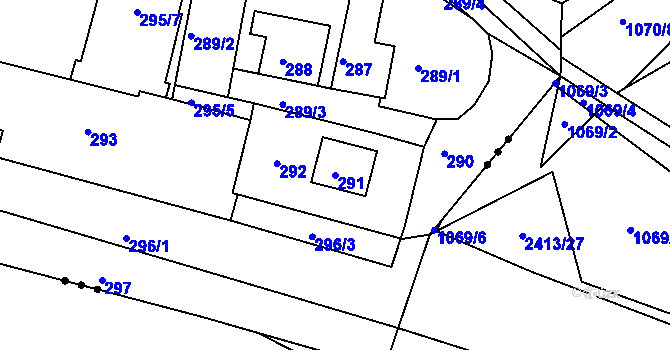 Parcela st. 291 v KÚ Novosedlice, Katastrální mapa