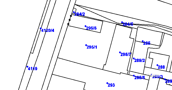 Parcela st. 295/1 v KÚ Novosedlice, Katastrální mapa