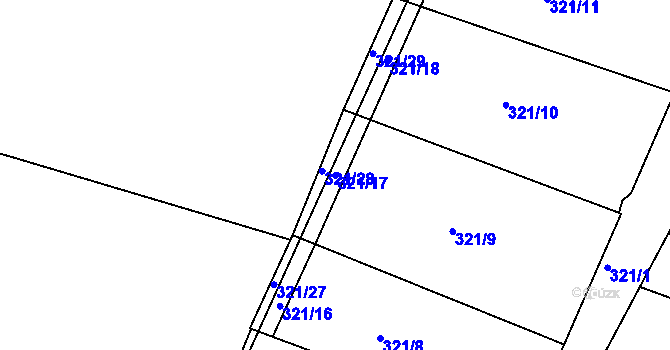 Parcela st. 321/17 v KÚ Novosedlice, Katastrální mapa