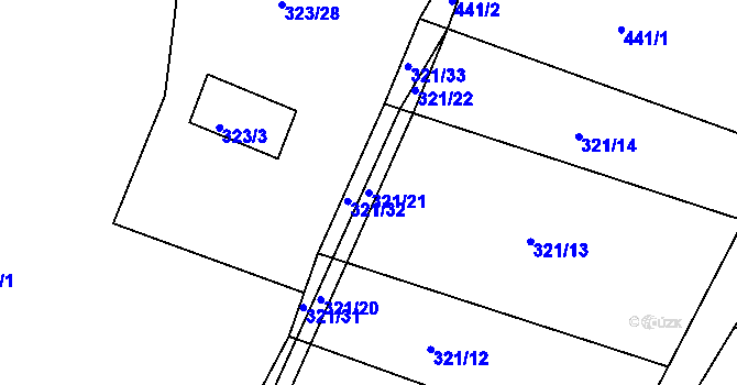 Parcela st. 321/21 v KÚ Novosedlice, Katastrální mapa