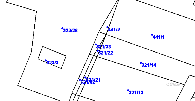 Parcela st. 321/22 v KÚ Novosedlice, Katastrální mapa