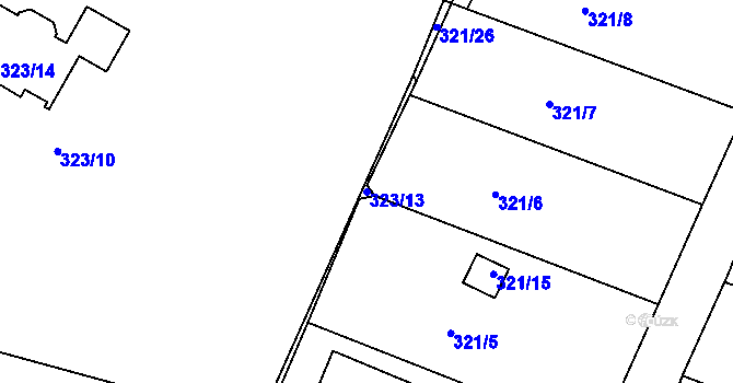 Parcela st. 323/13 v KÚ Novosedlice, Katastrální mapa
