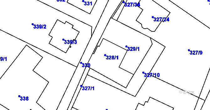 Parcela st. 328/1 v KÚ Novosedlice, Katastrální mapa