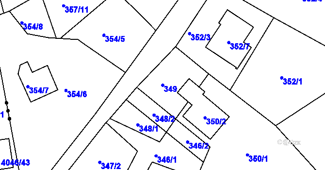Parcela st. 349 v KÚ Novosedlice, Katastrální mapa