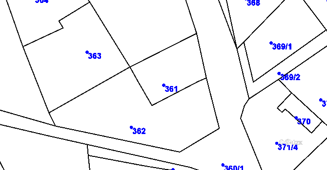 Parcela st. 361 v KÚ Novosedlice, Katastrální mapa