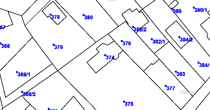 Parcela st. 374 v KÚ Novosedlice, Katastrální mapa