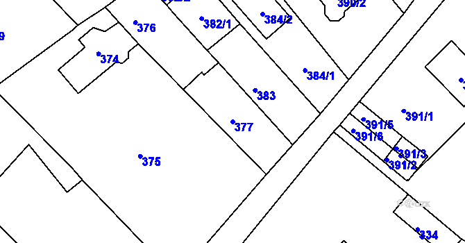 Parcela st. 377 v KÚ Novosedlice, Katastrální mapa