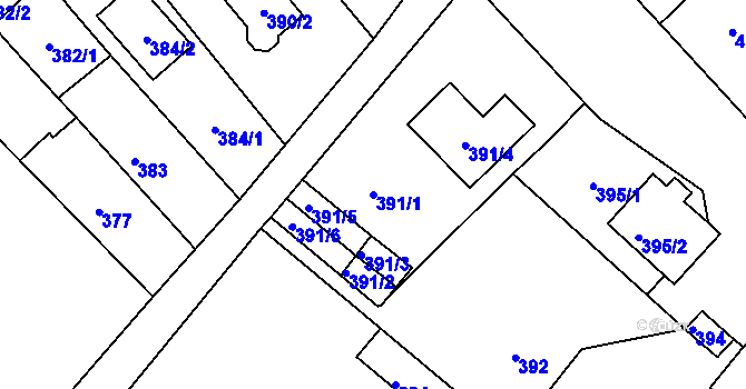 Parcela st. 391/1 v KÚ Novosedlice, Katastrální mapa