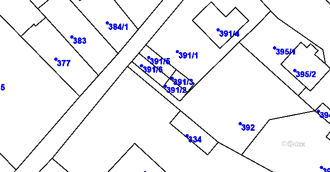 Parcela st. 391/2 v KÚ Novosedlice, Katastrální mapa