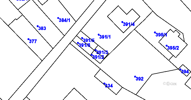 Parcela st. 391/3 v KÚ Novosedlice, Katastrální mapa