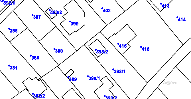 Parcela st. 398/2 v KÚ Novosedlice, Katastrální mapa