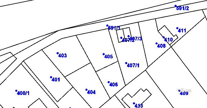 Parcela st. 405 v KÚ Novosedlice, Katastrální mapa