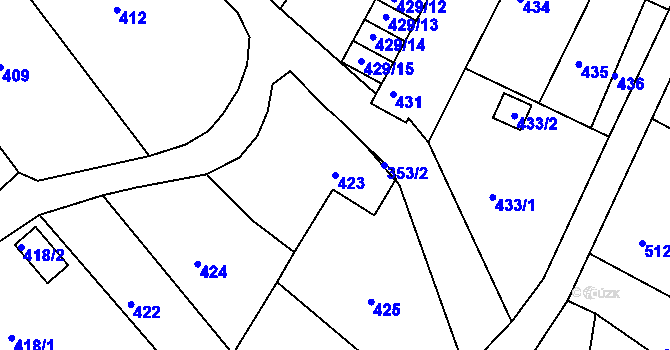 Parcela st. 423 v KÚ Novosedlice, Katastrální mapa