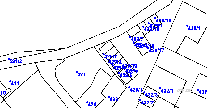 Parcela st. 429/2 v KÚ Novosedlice, Katastrální mapa