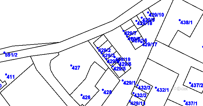 Parcela st. 429/3 v KÚ Novosedlice, Katastrální mapa