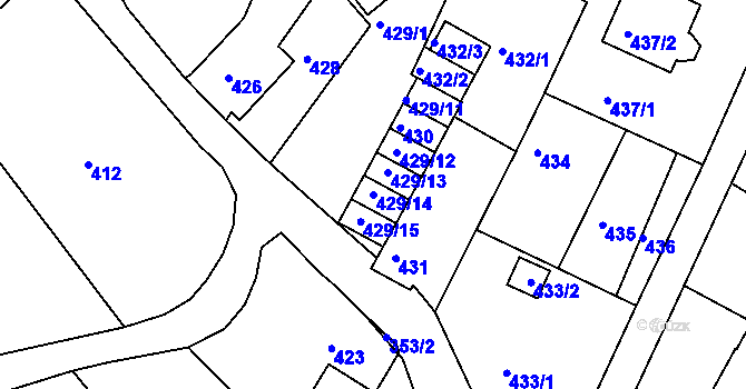 Parcela st. 429/14 v KÚ Novosedlice, Katastrální mapa