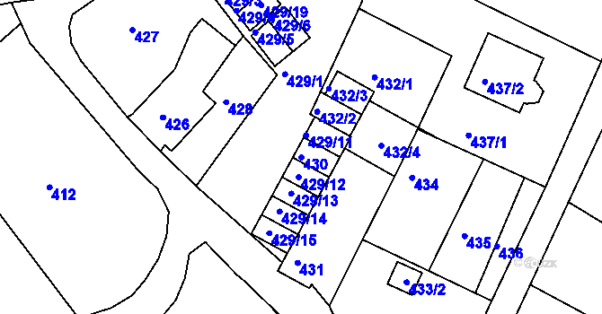 Parcela st. 430 v KÚ Novosedlice, Katastrální mapa