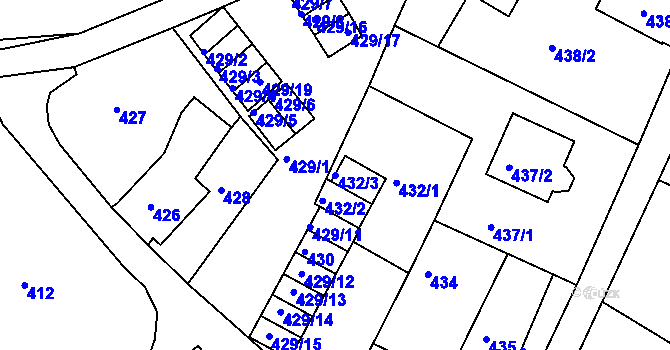 Parcela st. 432/3 v KÚ Novosedlice, Katastrální mapa