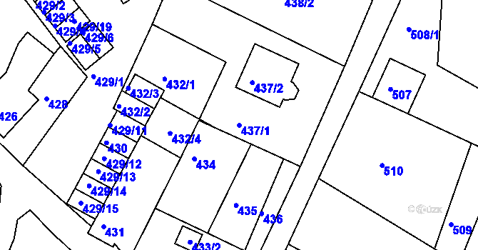 Parcela st. 437/1 v KÚ Novosedlice, Katastrální mapa