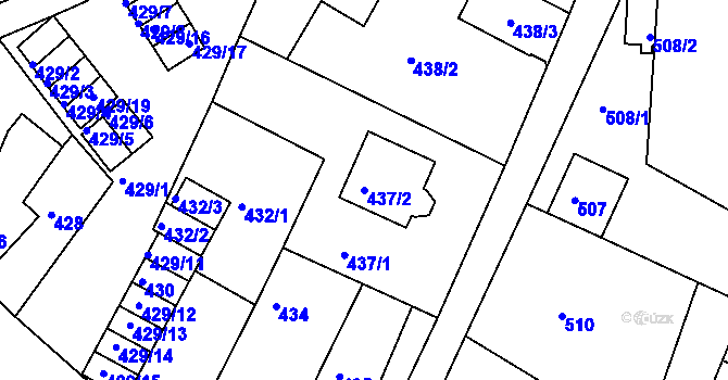 Parcela st. 437/2 v KÚ Novosedlice, Katastrální mapa