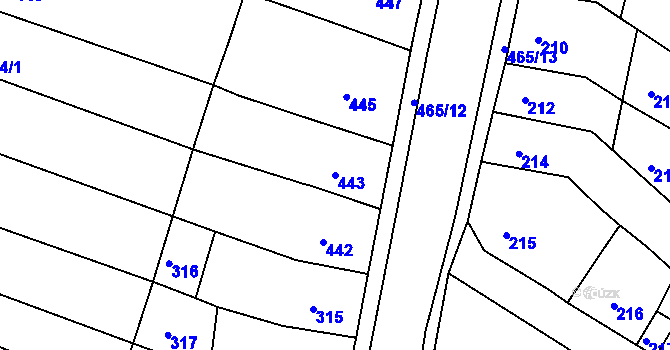 Parcela st. 443 v KÚ Novosedlice, Katastrální mapa