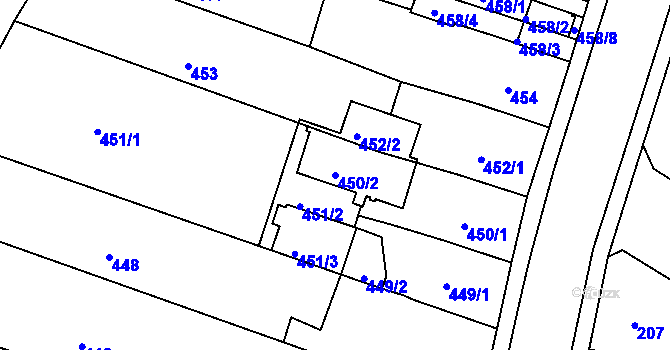 Parcela st. 450/2 v KÚ Novosedlice, Katastrální mapa