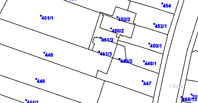 Parcela st. 451/3 v KÚ Novosedlice, Katastrální mapa