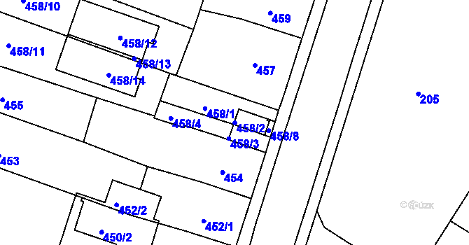 Parcela st. 458/2 v KÚ Novosedlice, Katastrální mapa