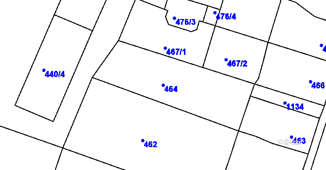 Parcela st. 464 v KÚ Novosedlice, Katastrální mapa