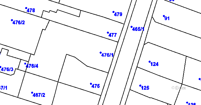 Parcela st. 476/1 v KÚ Novosedlice, Katastrální mapa
