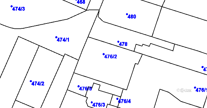 Parcela st. 476/2 v KÚ Novosedlice, Katastrální mapa