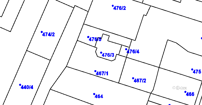 Parcela st. 476/3 v KÚ Novosedlice, Katastrální mapa