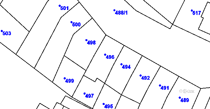 Parcela st. 496 v KÚ Novosedlice, Katastrální mapa