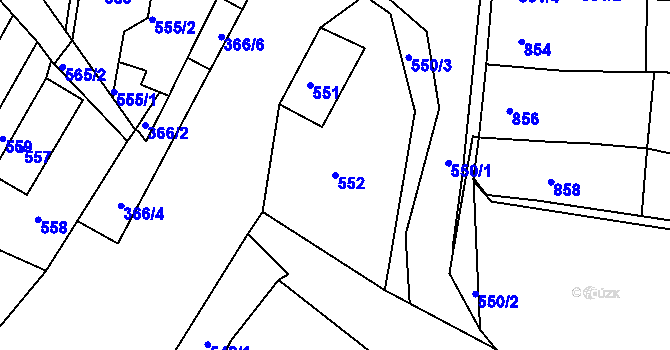 Parcela st. 552 v KÚ Novosedlice, Katastrální mapa